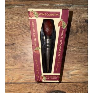 Vintage New Wine STOPPER Connoisseur's Collection WINE COUNTRY Stainless Wood